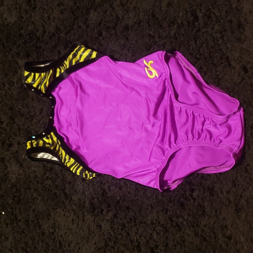 Gk size CM Purple with yellow zebra print Leotard